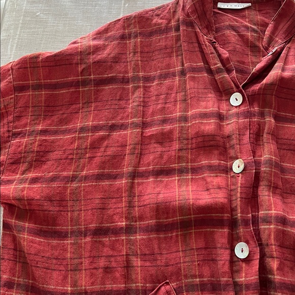 Vtg Bryn Walker Red Plaid Linen Jacket - Picture 6 of 8